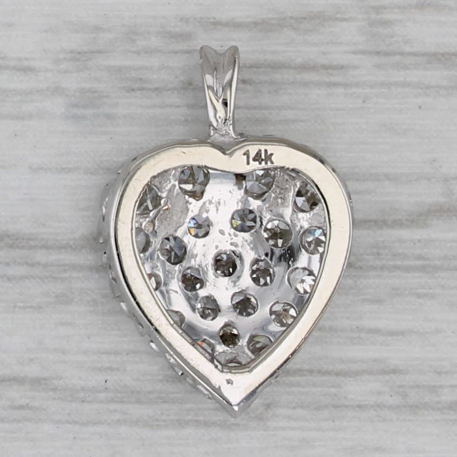 Gray Vintage 0.20ctw Pave Diamond Small Heart Pendant 14k White Gold