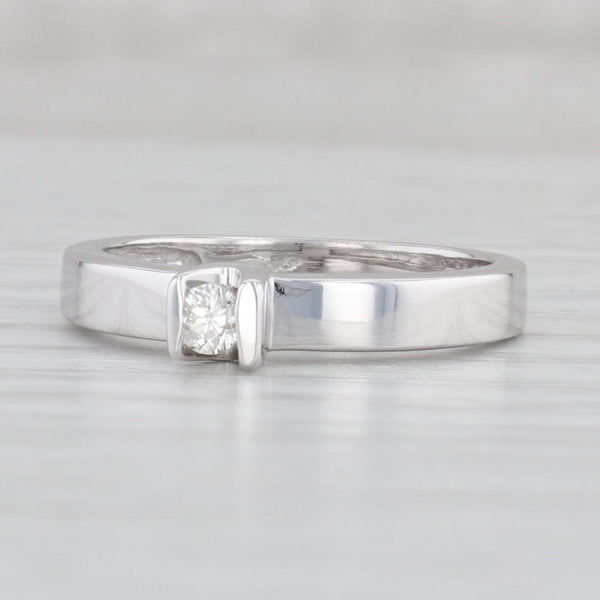 Light Gray 0.10ct Round Diamond Solitaire Ring 14k White Gold Size 6.75 Engagement