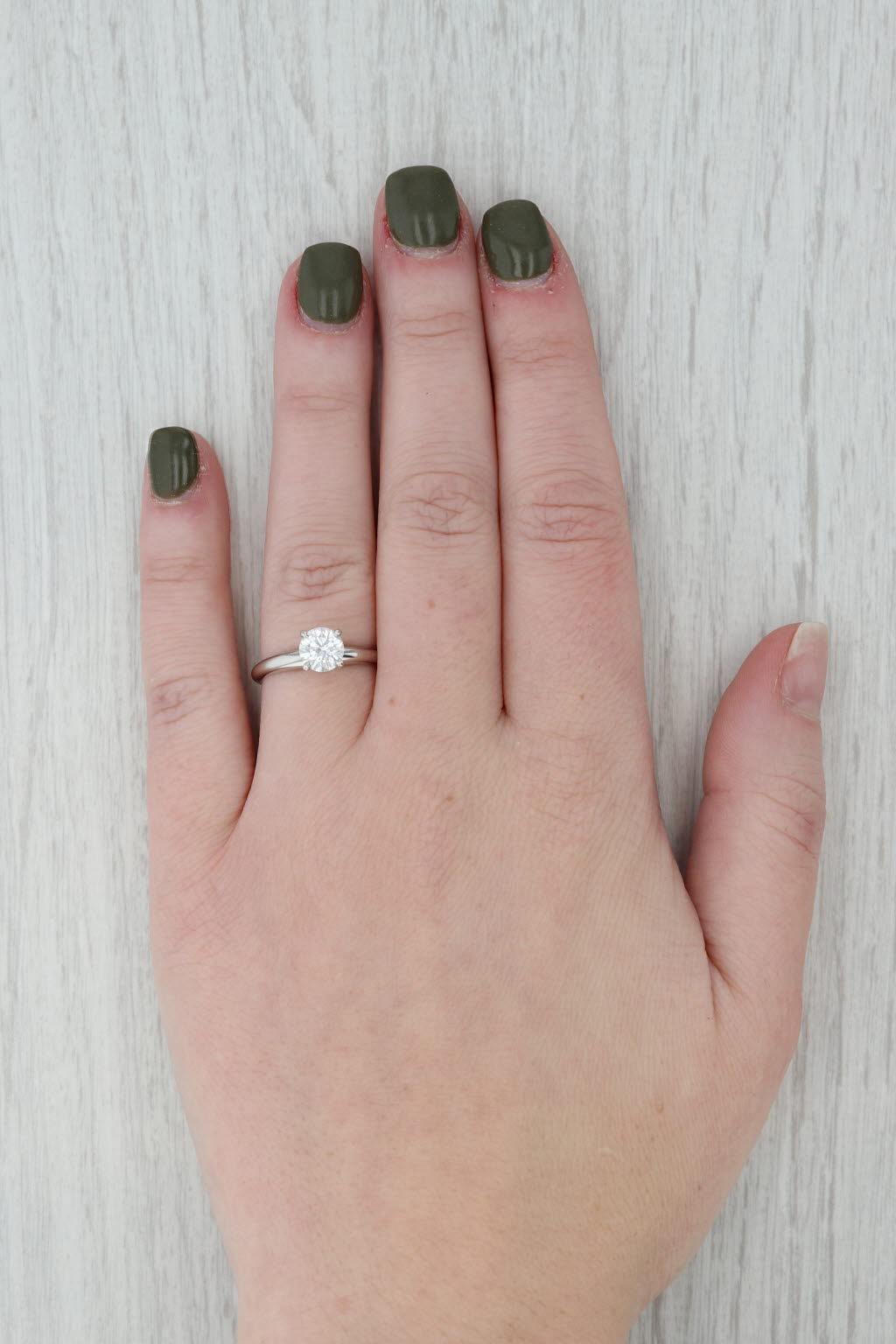 New 0.70ct Moissanite Engagement Ring Platinum Round Solitaire Size 5.5