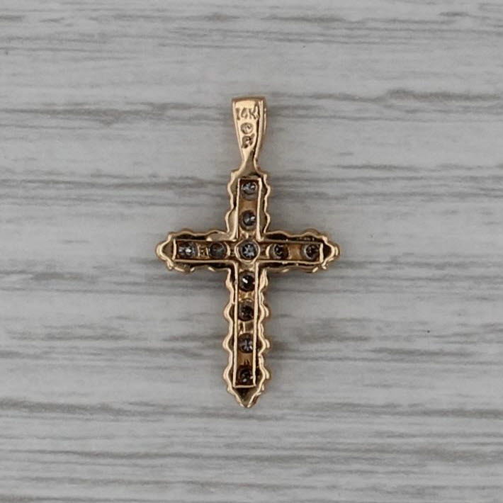 Diamond Cross Pendant 14k Yellow White Gold