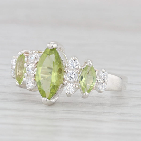 Light Gray 1.93ctw Marquise Peridot Cubic Zirconia Ring Sterling Silver Size 6