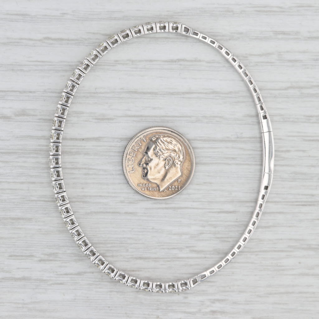 Light Gray New 2.88ctw Diamond Bead Flexible Bangle Tennis Bracelet 14k White Gold 6.75"