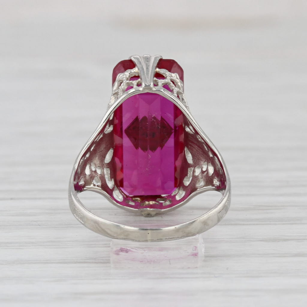 3.56ctw Vintage Ostby Barton Lab Created Ruby Signet Ring Diamond 14k Gold Sz 4