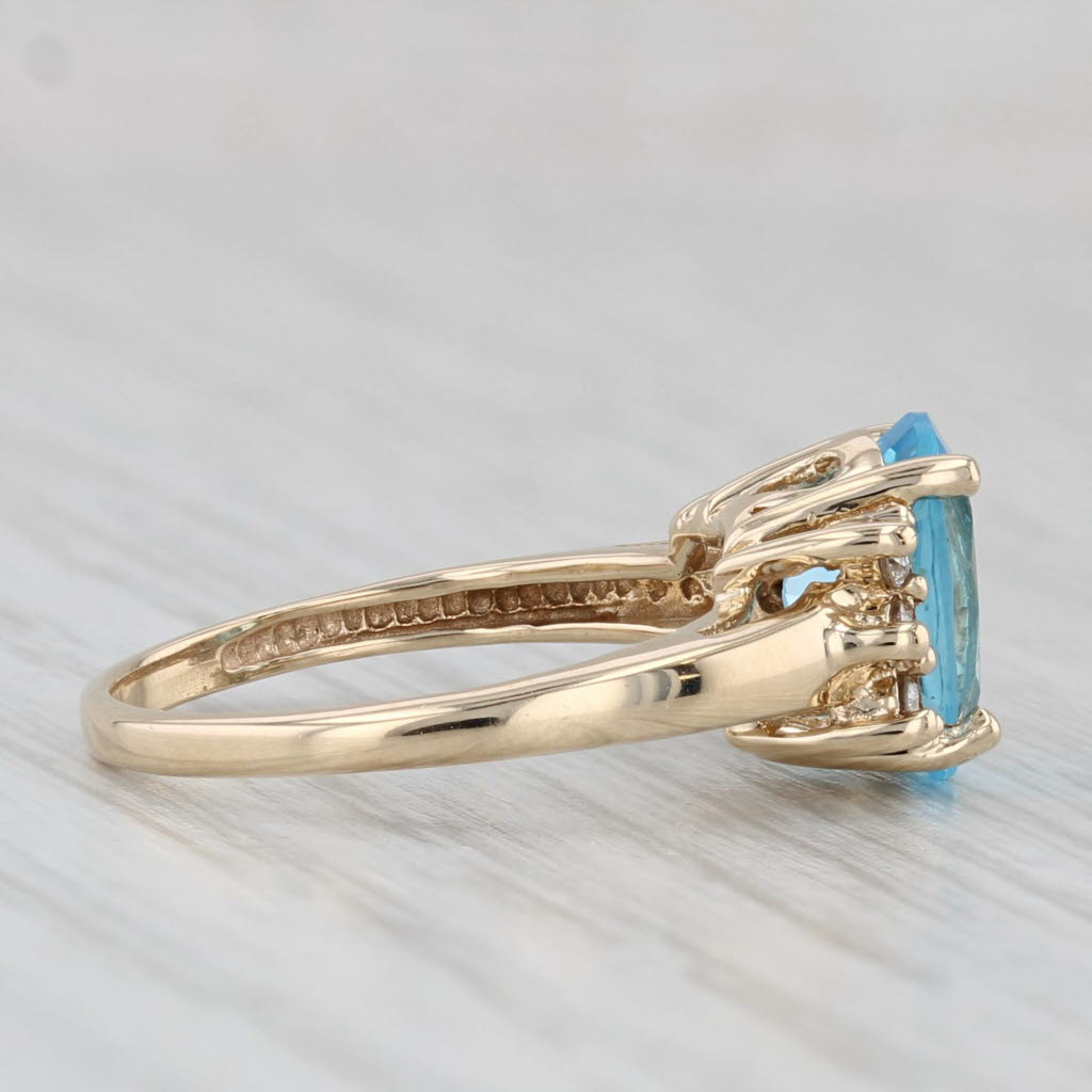 Light Gray 2.19ctw Oval Blue Topaz Diamond Ring 10k Yellow Gold Size 4.5