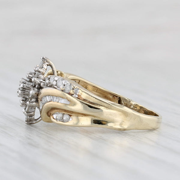 0.45ctw Diamond Cluster Ring 10k Yellow Gold Size 7 Engagement