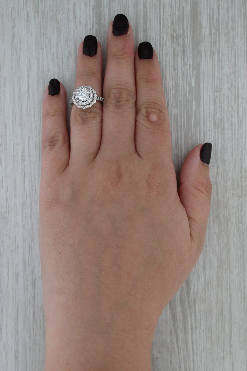 GIA Vera Wang 1.81ctw Diamond Halo Engagement Ring 14k White Gold Size 4