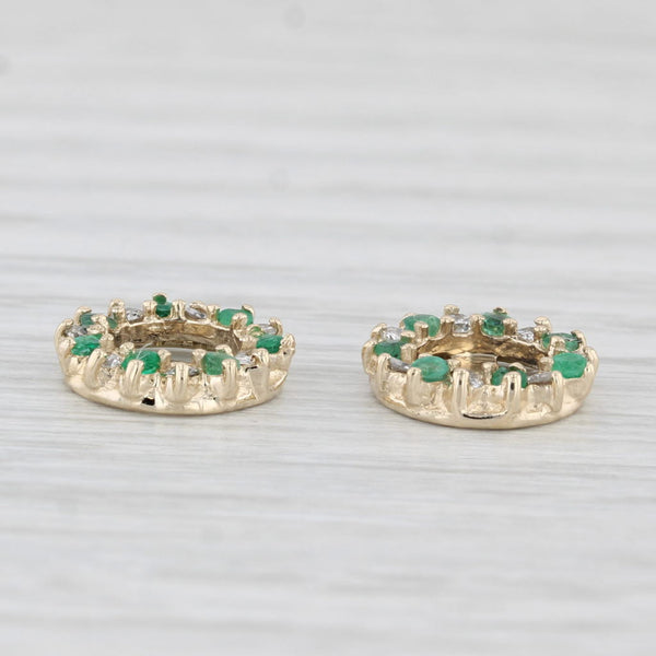 Light Gray 0.40ctw Emerald Diamond Earring Enhancers Jackets for Studs 14k Yellow Gold