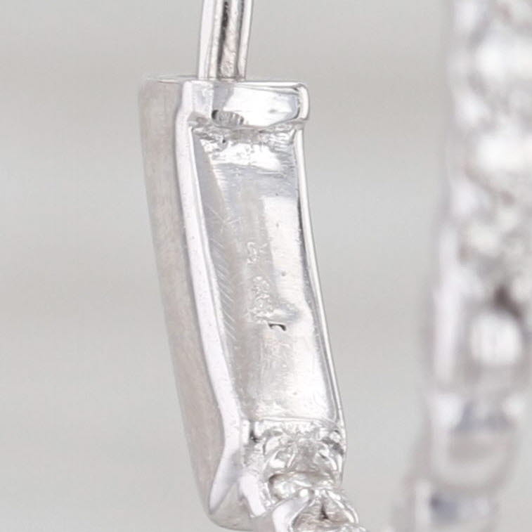 0.50ctw Diamond Inside Out Hoop Earrings 18k White Gold Snap Top Hoops