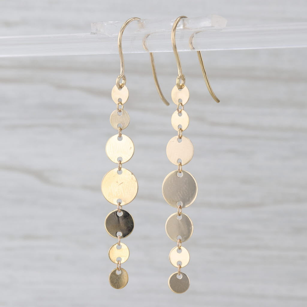 Dangling Discs Earrings 14k Yellow Gold Hook Posts