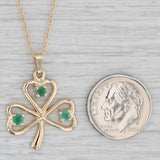 Gray 0.24ctw Emerald Clover Shamrock Pendant Necklace 14k Yellow Gold 19.75"