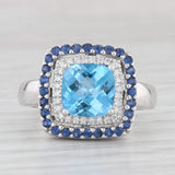 Le Vian Topaz Sapphire Diamond Halo Ring 14k White Gold Size 6.75