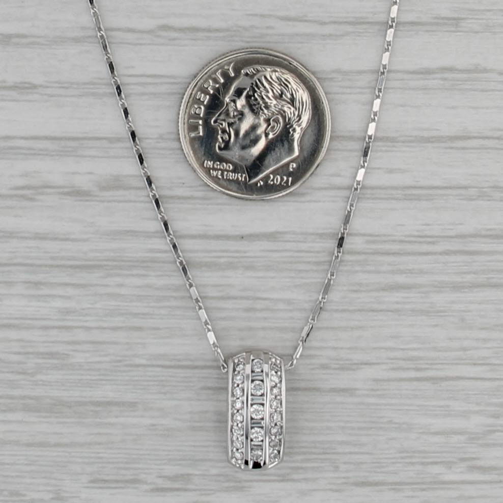 0.22ctw Diamond Pendant Necklace 14k White Gold 18" Flute Chain