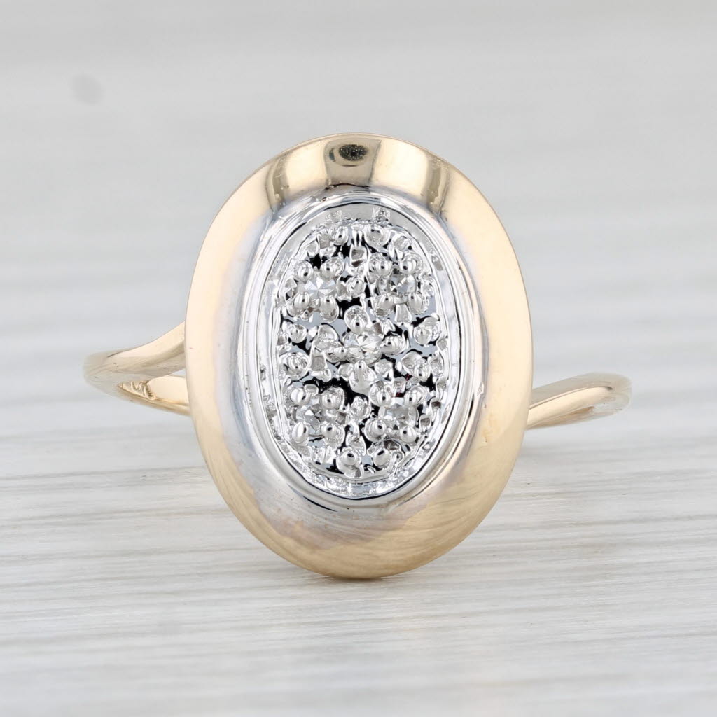Light Gray Diamond Cluster Ring 10k Yellow Gold Size 7