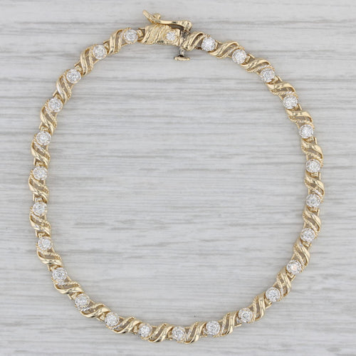 Gray 0.50ctw Diamond Tennis Bracelet 14k Yellow Gold 7.25" 4.3mm
