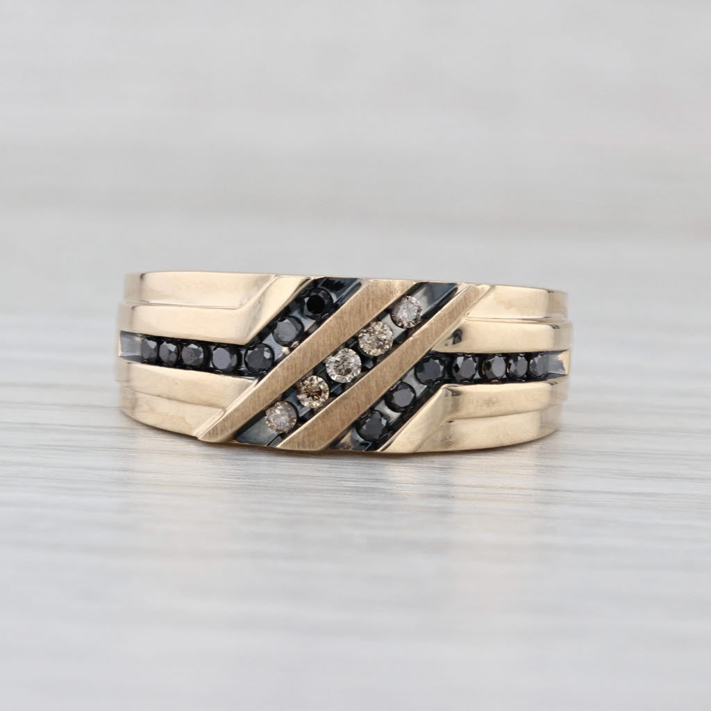 New 0.27ctw Champagne Brown Black Diamond Ring 10k Yellow Gold Size 9.75