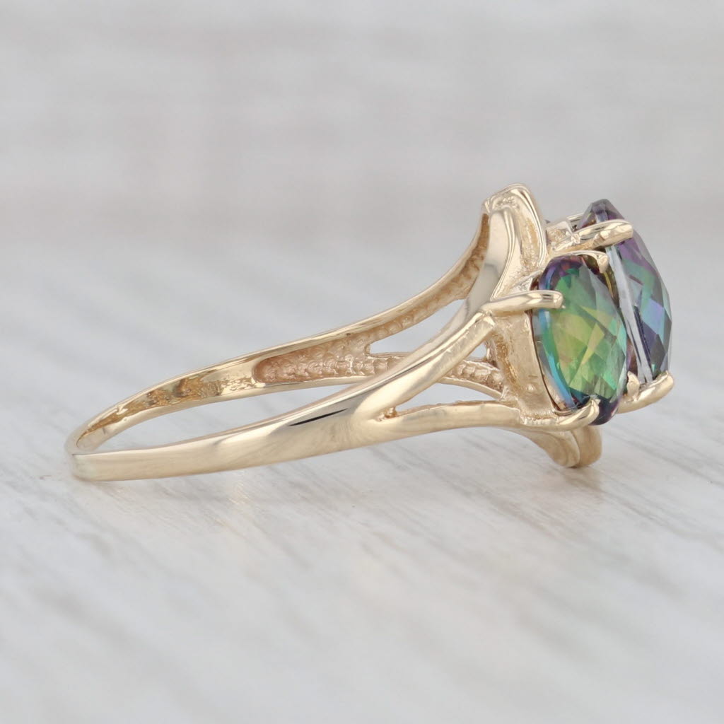 Gray 6.80ctw Mystic Topaz Ring 10k Yellow Gold Size 10.75 Oval 3-Stone