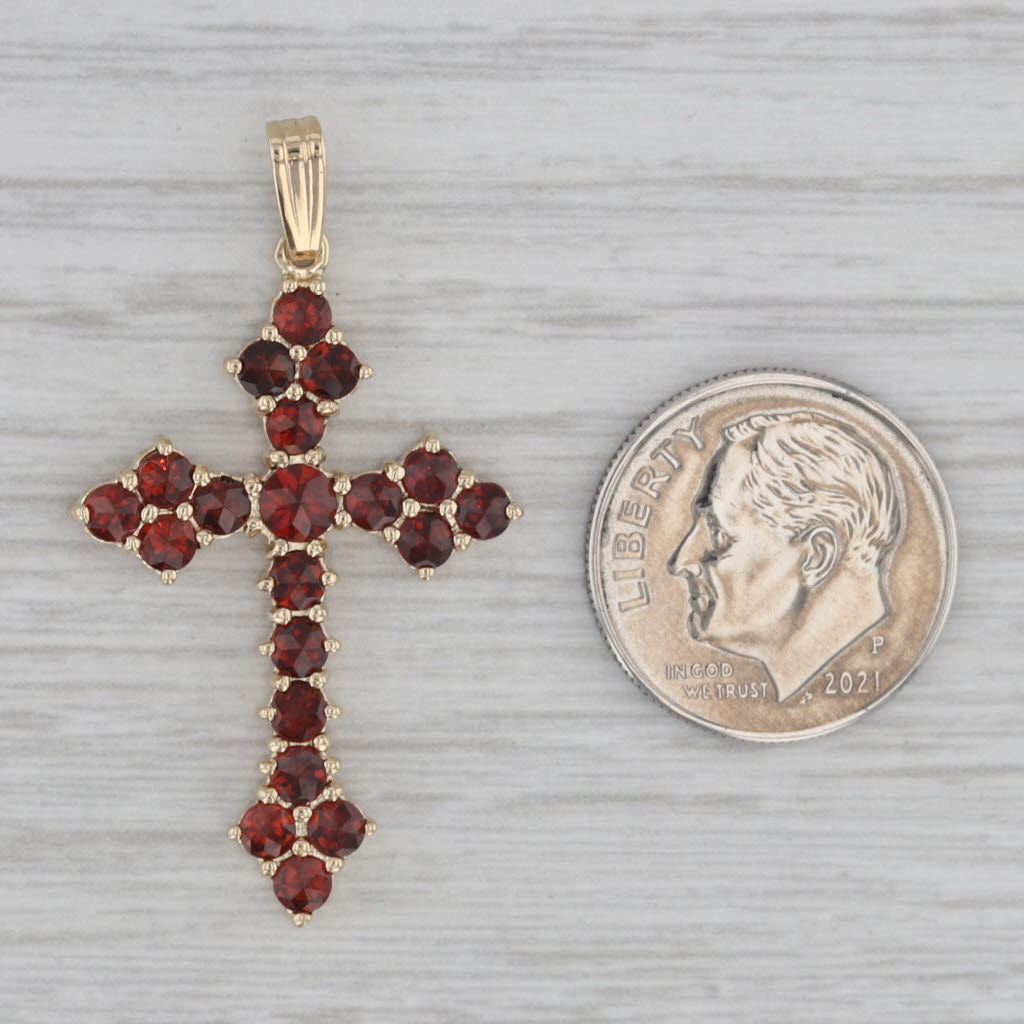 Gray 2.25ctw Garnet Cross Pendant 14k Yellow Gold Bohemian Style