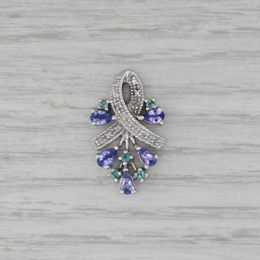 1.10ctw Tanzanite Topaz Diamond Pendant 14k White Gold