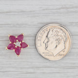 Small 1ctw Ruby Flower Pendant 10k Yellow Gold Diamond Accent