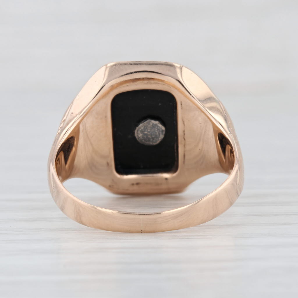 Onyx Masonic Signet Ring 10k Yellow Gold Size 11 Blue Lodge Square Compass