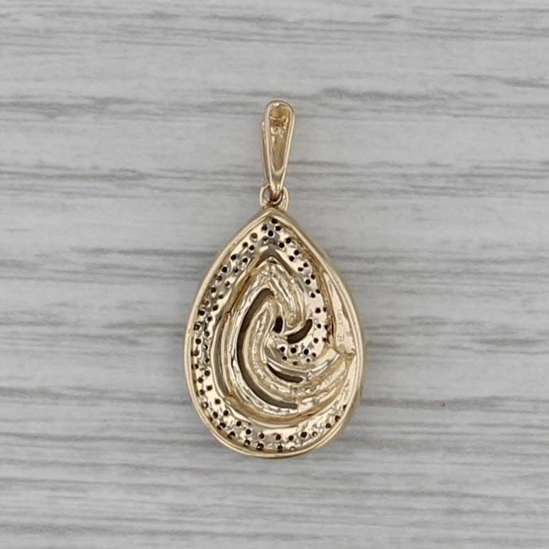 0.35ctw Diamond Swirl Teardrop Pendant 14k Yellow Gold