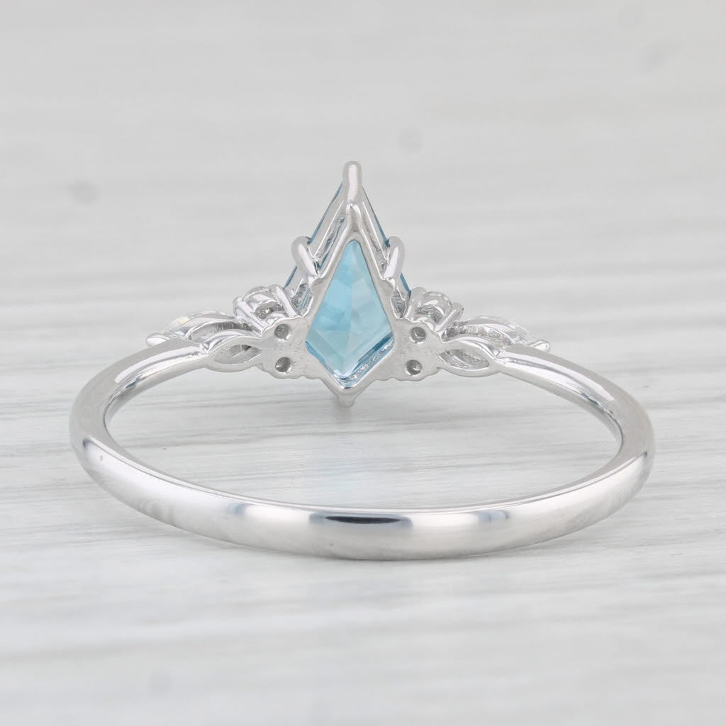 Light Gray Blue Topaz Moissanite Ring 10k White Gold Size 10.25