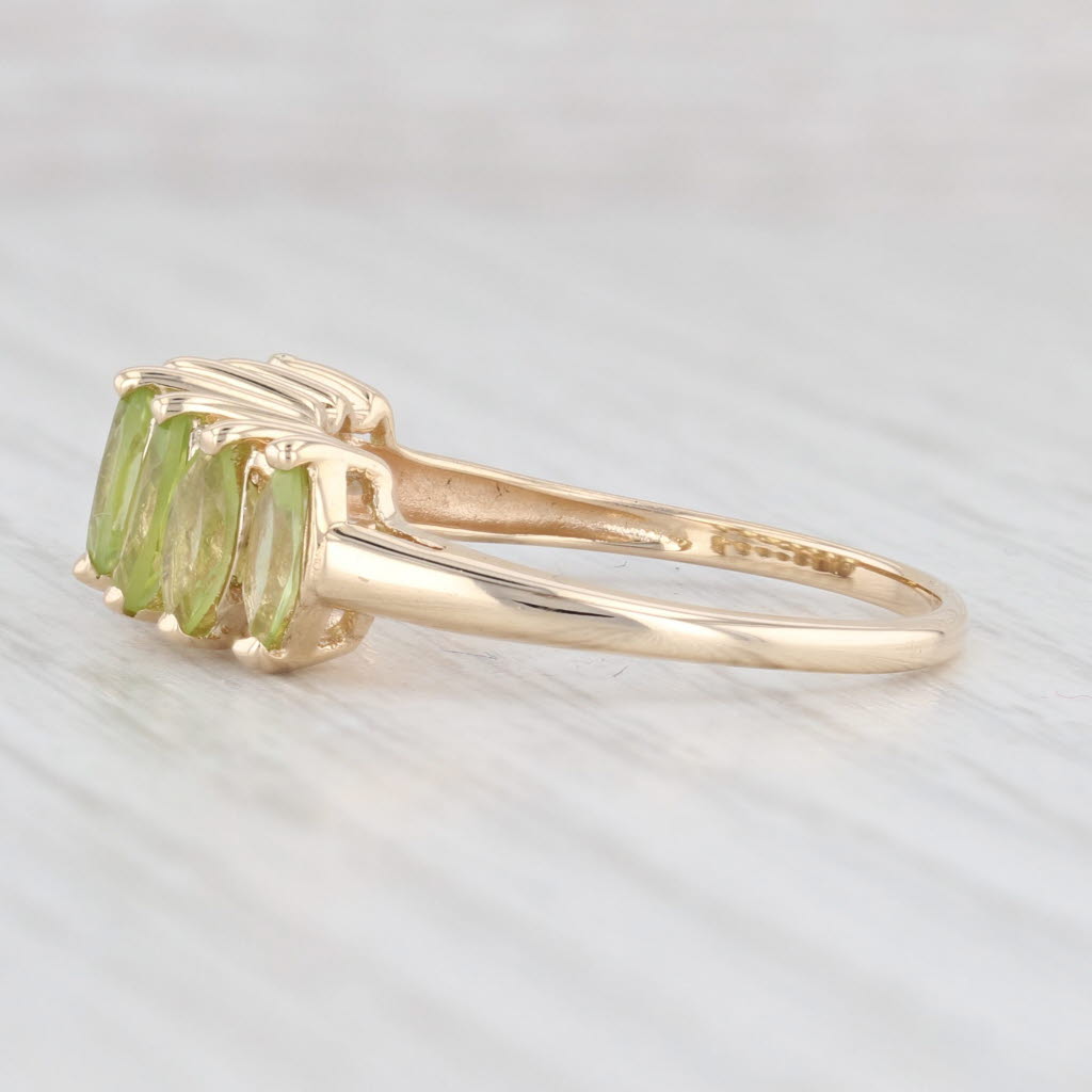 Light Gray 2ctw Tiered Marquise Peridot Ring 10k Yellow Gold Size 9