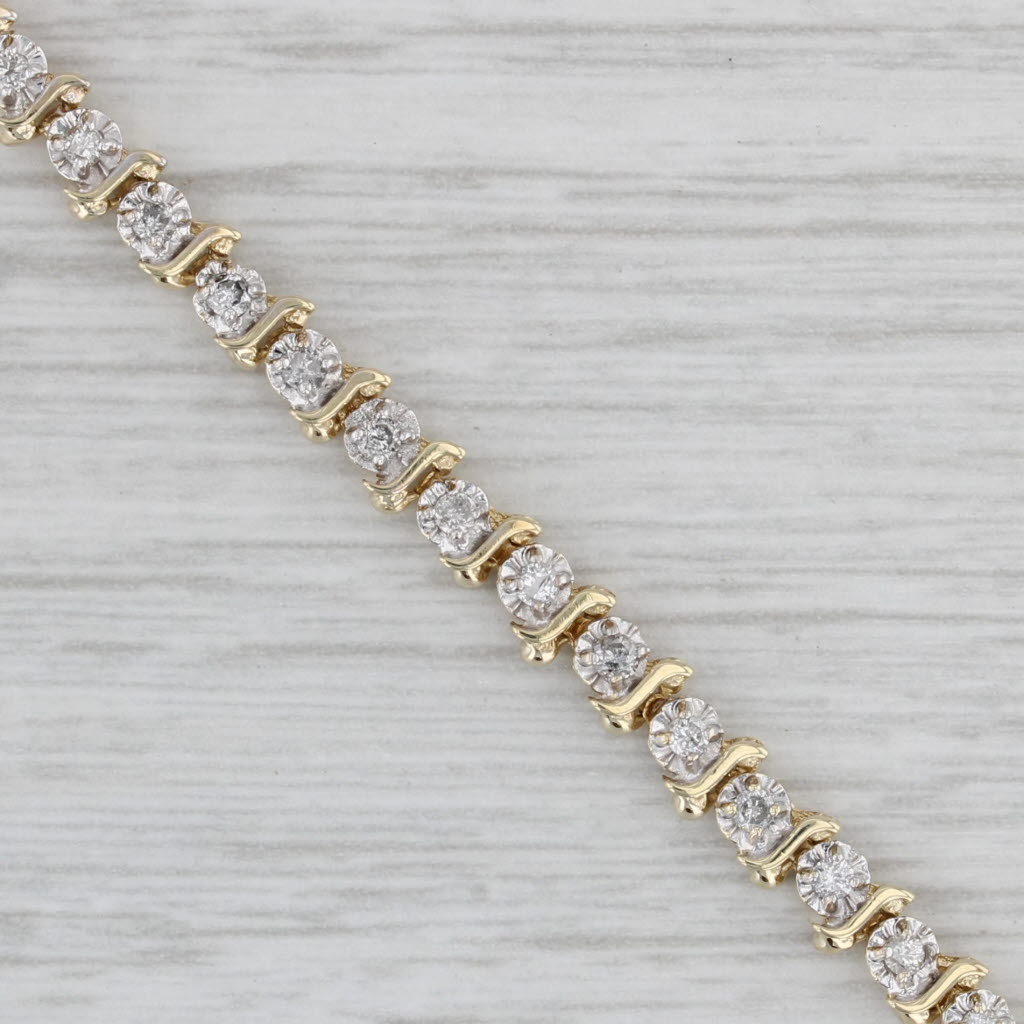 Gray 0.72ctw Diamond Tennis Bracelet 10k Yellow Gold 6.5" 4.1mm