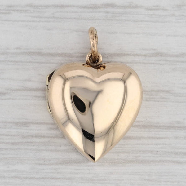 Gray Vintage Heart with Ring Trinket Box Charm 14k Gold Bridal Gift Pendant