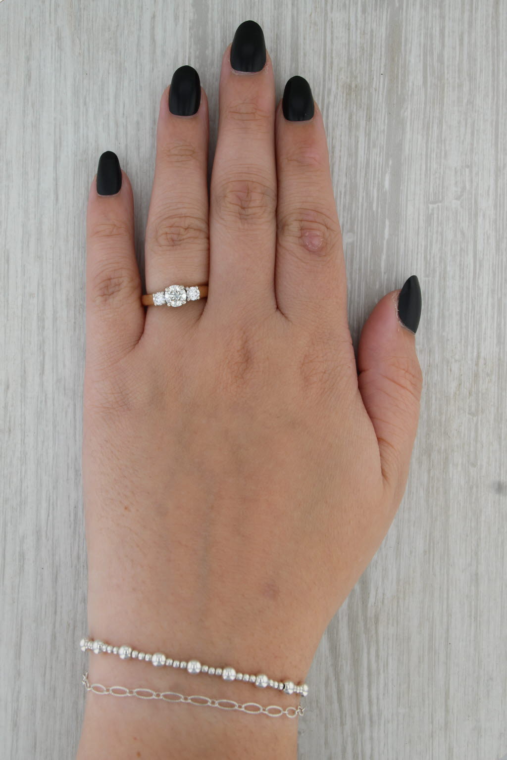 1.10ctw Diamond 3-Stone Engagement Ring 14k White Yellow Gold Size 6.75