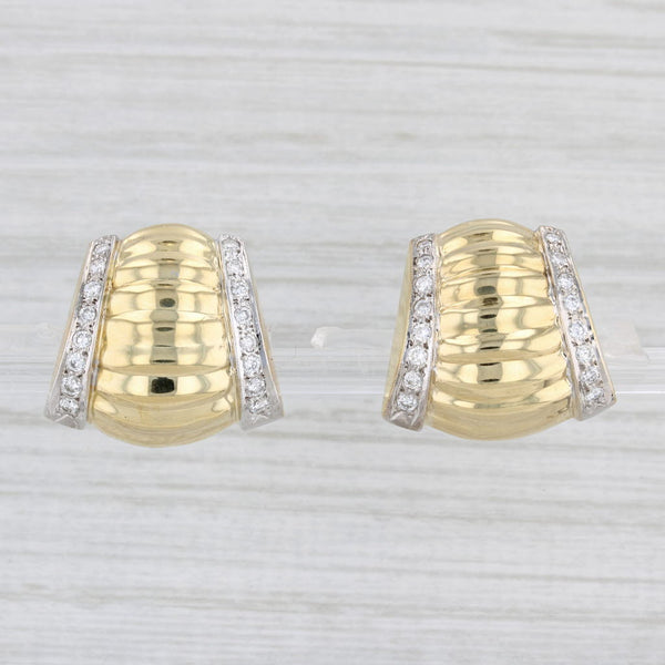 Light Gray 0.65ctw Diamond Drop Earrings 18k Gold Pierced Omega Backs