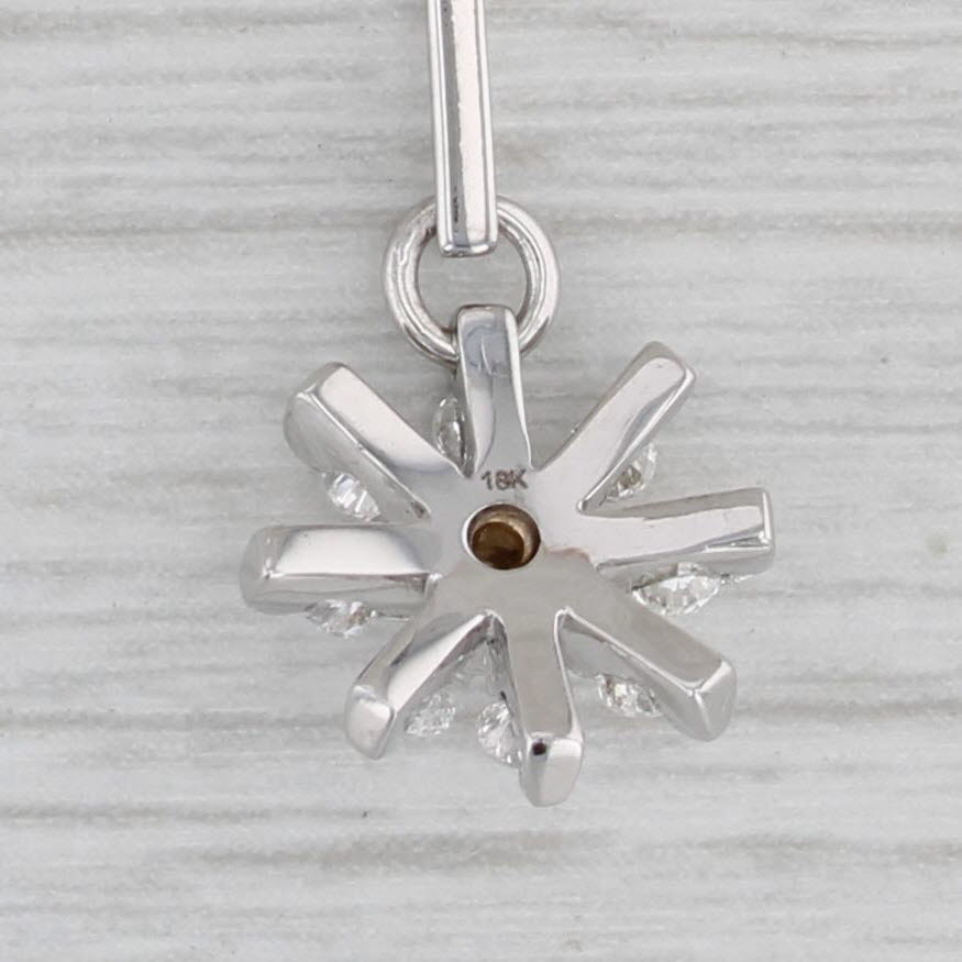 Gray Vintage 0.22ctw Diamond Flower Snowflake Pendant Necklace 14k 18k Gold 16.75”