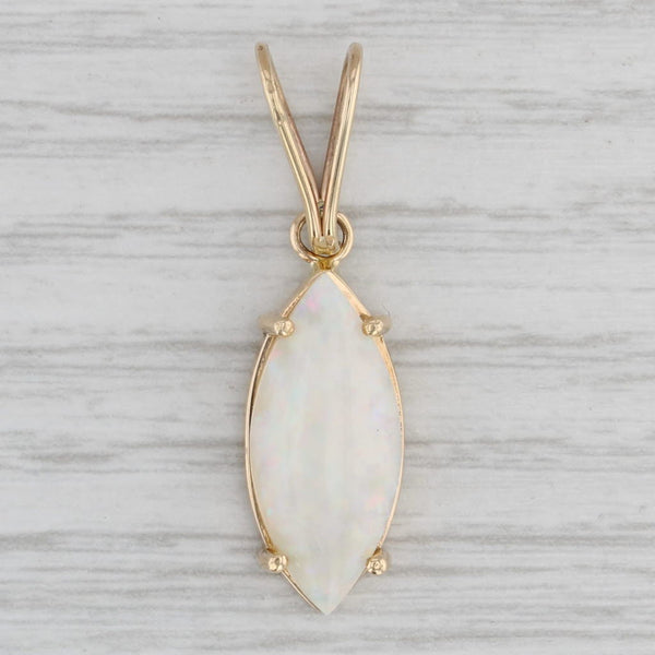 Marquise Cabochon Opal Solitaire Pendant 14k Yellow Gold