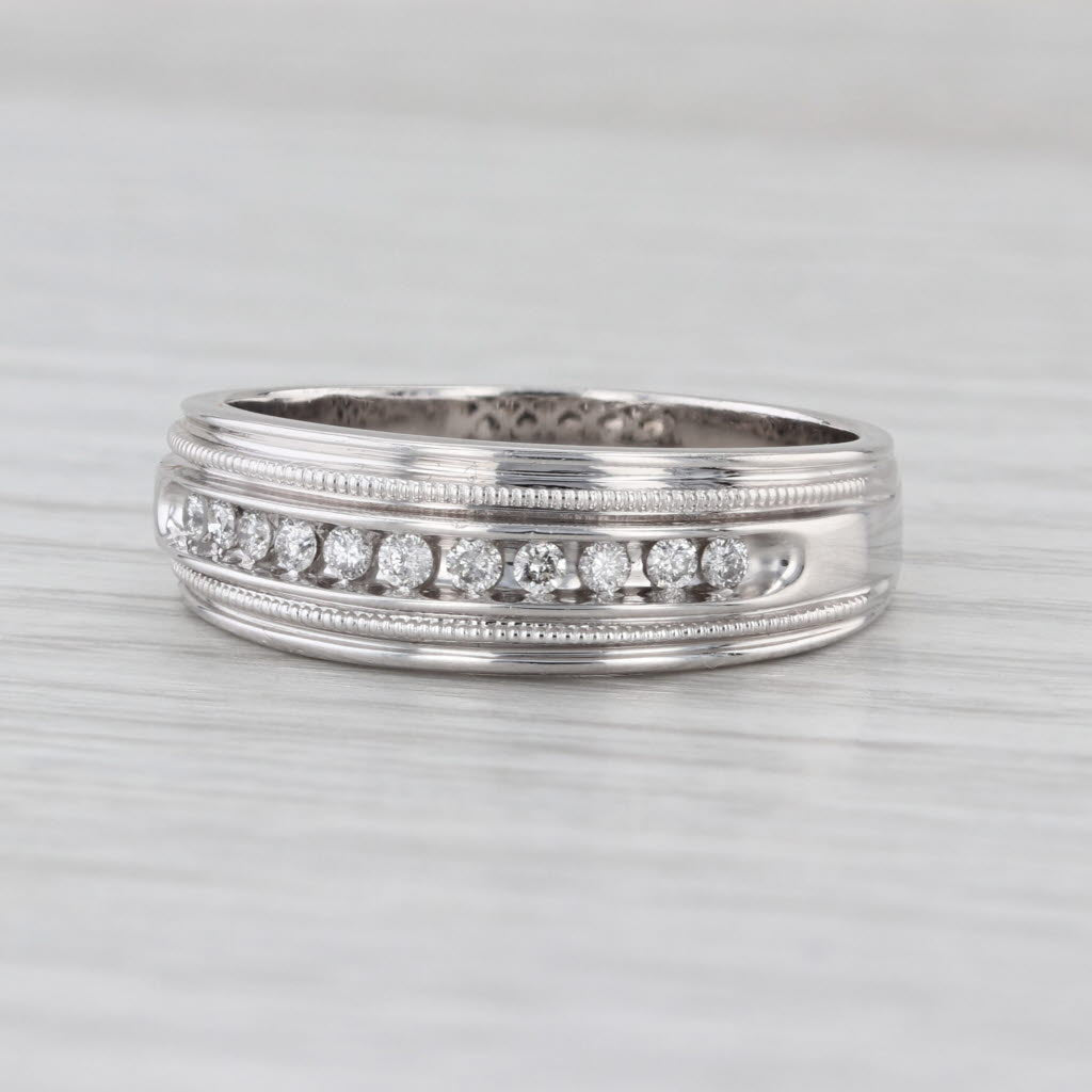 0.18ctw Diamond Wedding Band Men's 14k White Gold Size 10.75 Ring
