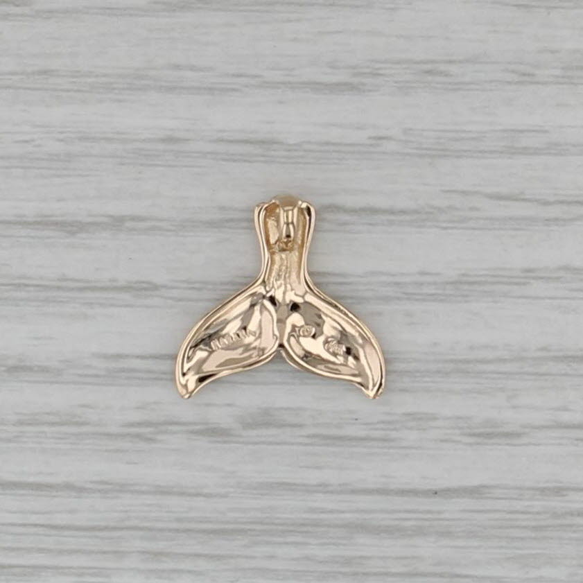 Whale Tail Pendant 14k Yellow Gold Nautical Jewelry