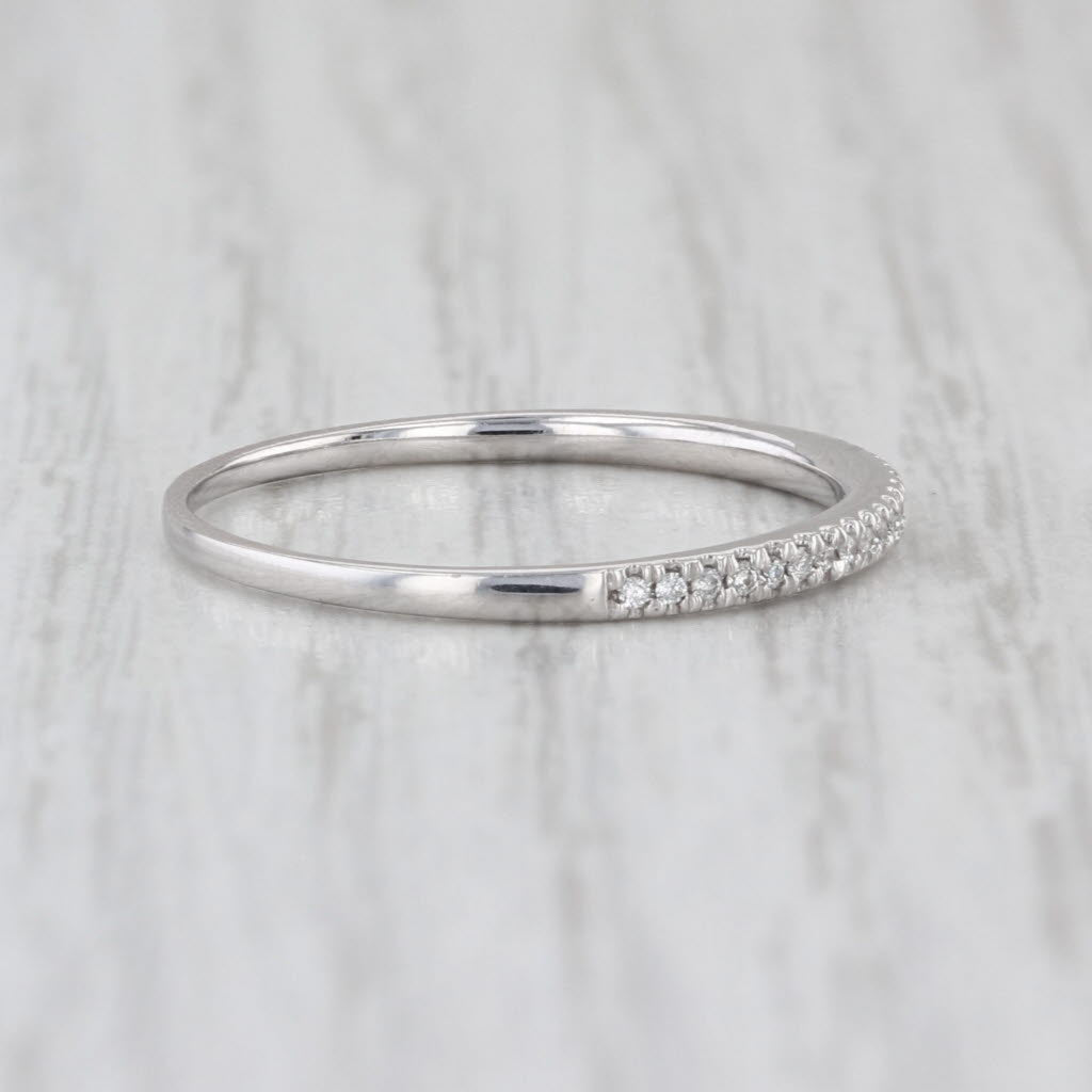Diamond Accented Wedding Band Stackable Ring 14k White Gold Size 7.25