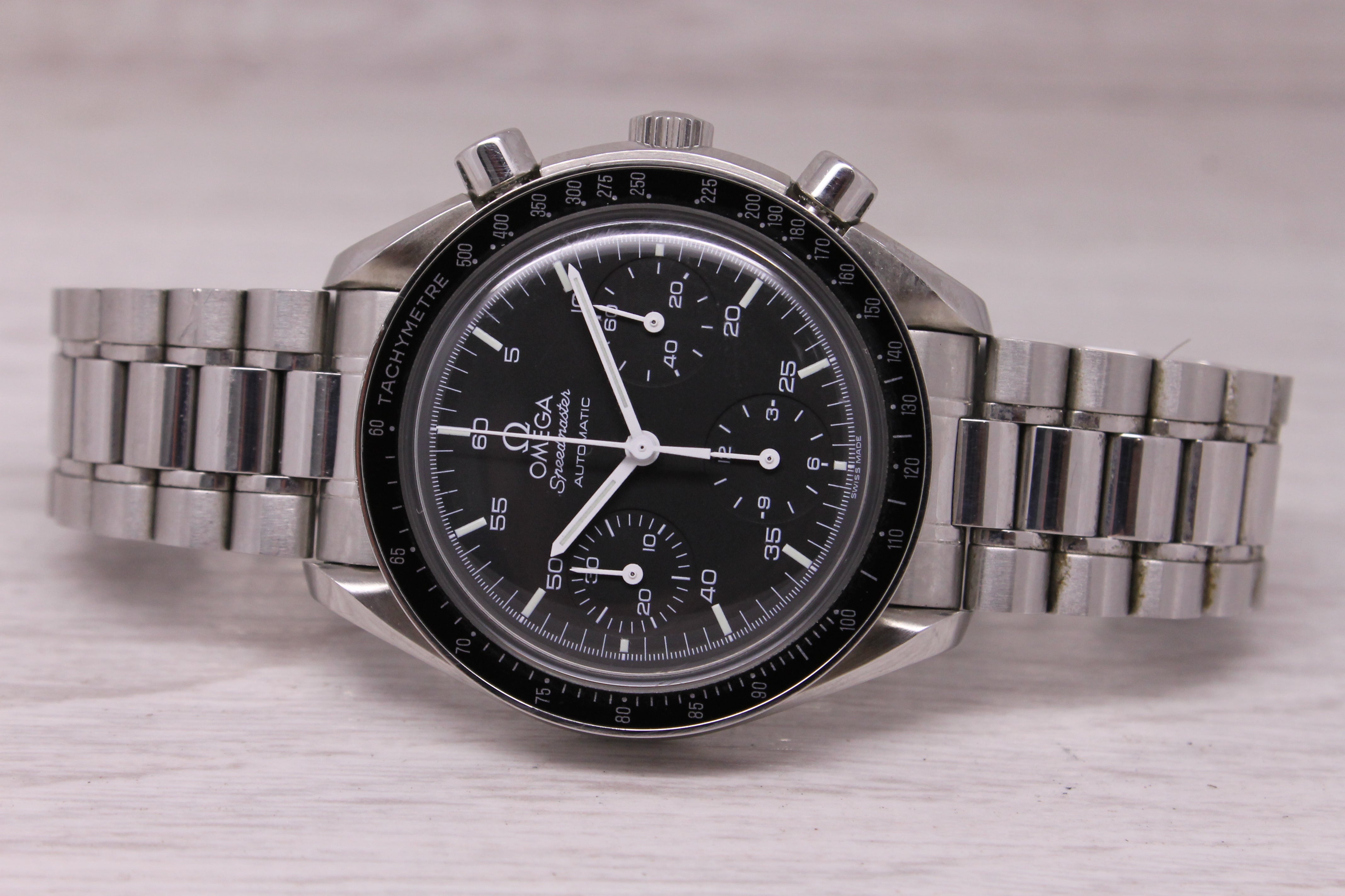 1998 Omega Speedmaster Reduced 39mm Steel Automatic Chronograph Watch 3510.50