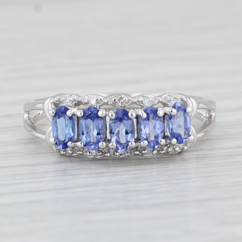 Light Gray 1.30ctw Tanzanite Diamond Ring 14k White Gold Size 11 Stackable