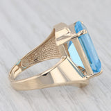 9.78ct Emerald Cut Solitaire Blue Topaz 10k Yellow Gold Ring Size 7
