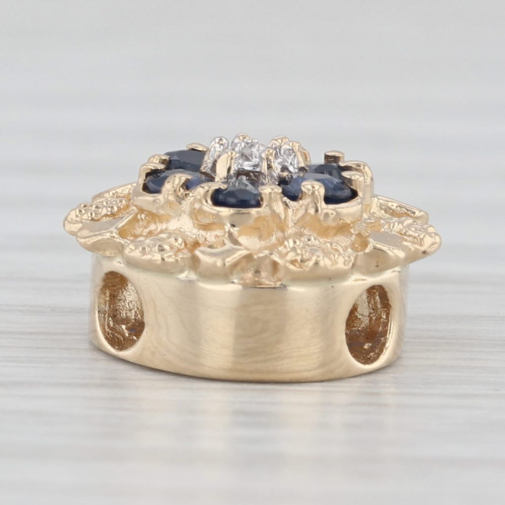 Light Gray Richard Klein 0.50ctw Blue Sapphire Flower Slide Bracelet Charm 14k Gold Vintage