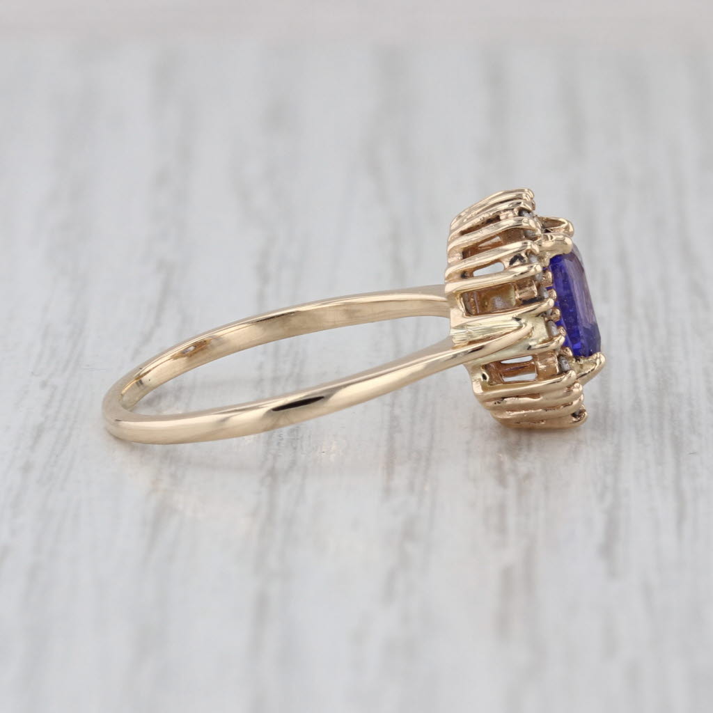 1.49ctw Tanzanite Diamond Halo Ring 14k Yellow Gold Size 8.5 Engagement