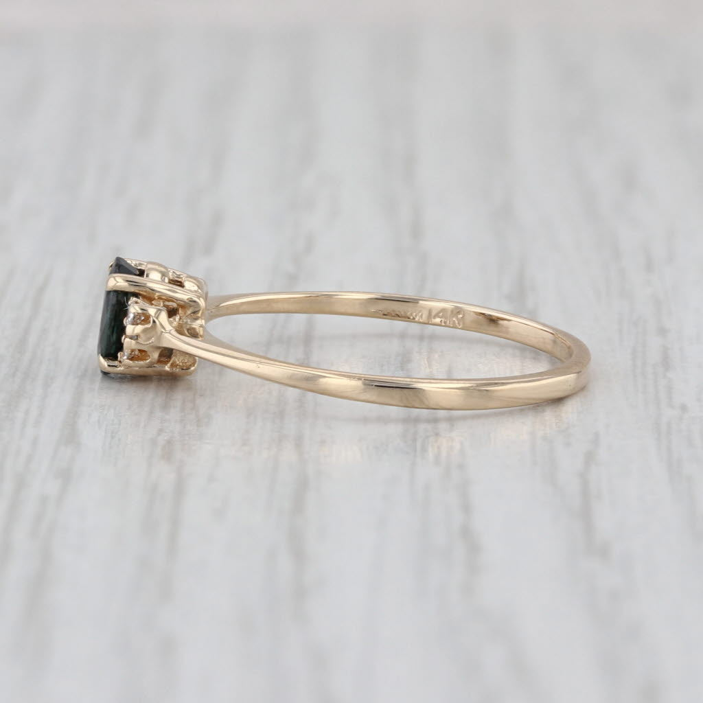 0.62ctw Oval Blue Sapphire Diamond Ring 14k Yellow Gold Size 8.75