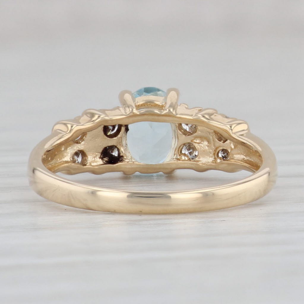 Gray 1.25ctw Oval Blue Topaz Diamond Ring 14k Yellow Gold Size 6.25