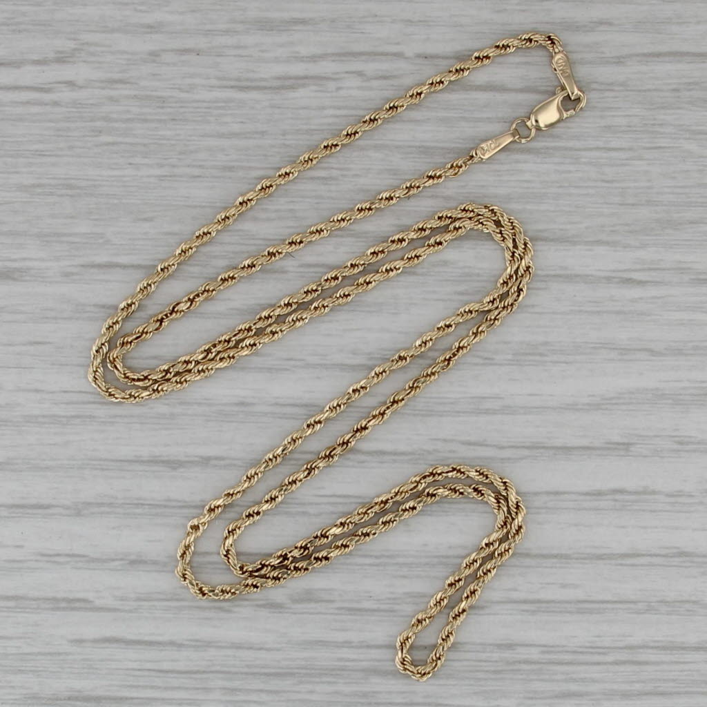 21" 1.8mm Rope Chain Necklace 10k Yellow Gold