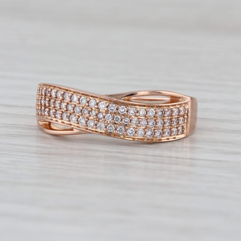 0.33ctw Pave Diamond Overlay Bypass Ring 18k Rose Gold Wedding Anniversary Band