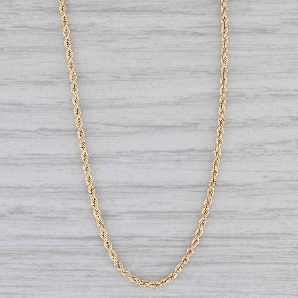 Gray 18" 1.6mm Rope Chain Necklace 14k Yellow Gold Italy