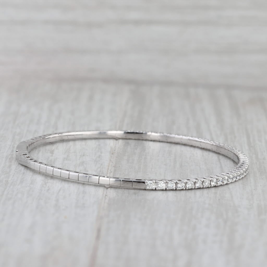 Gray New 1.95ctw Diamond Flexible Bangle Tennis Bracelet 14k White Gold 6.75"