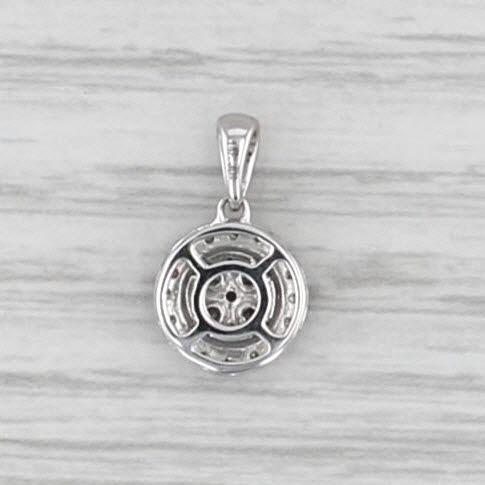 0.19ctw Round Diamond Halo Pendant 14k White Gold Small Drop