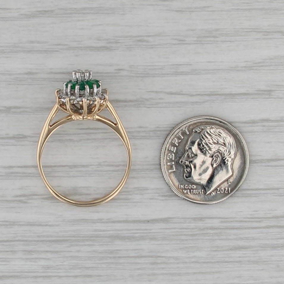 0.76ctw Emerald Diamond Halo Ring 14k Yellow Gold Size 6.5