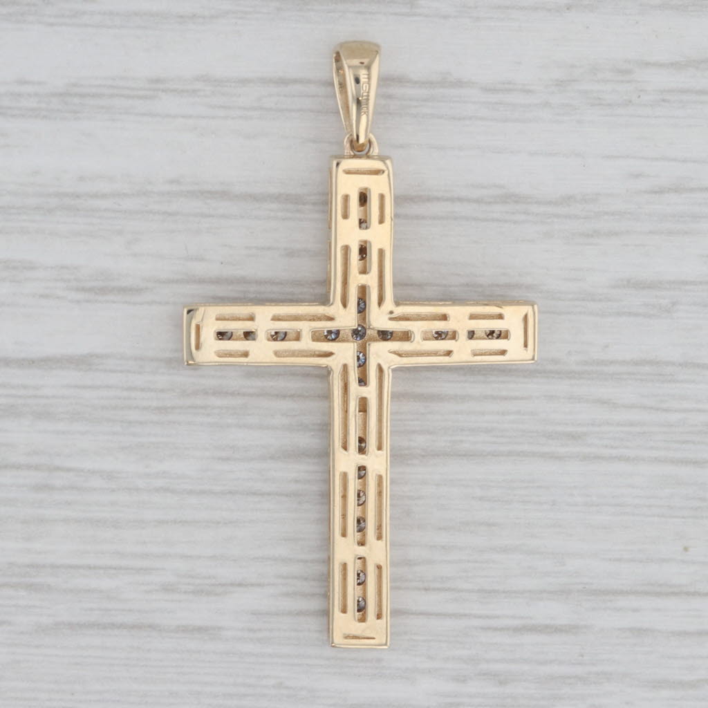 Gray 0.36ctw Diamond Cross Pendant 10k Yellow Gold